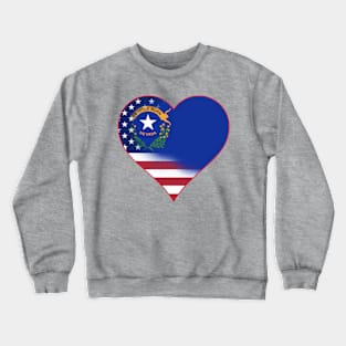 State of Nevada Flag and American Flag Fusion Design Crewneck Sweatshirt